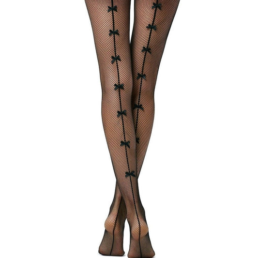 Women's Plus Size Sexy One Line Small Bow Fishnet Design Tights/ Pantyhose