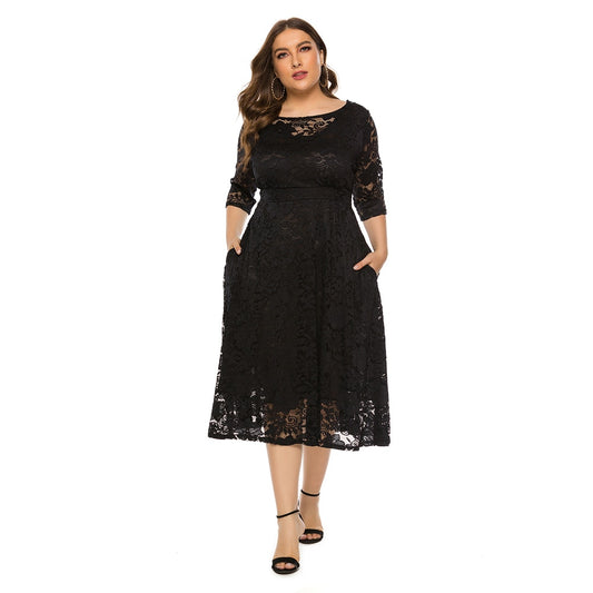 Flattering Long Sleeved Plus Size Party Dress