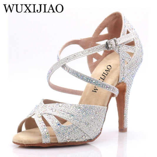 Hot Black or White Sparkling Soft Sole Latin Dance Shoes