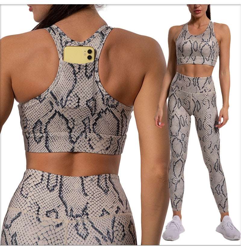 2 Piece Leopard print Leggings and Sports Bra Set Available 3 Designs