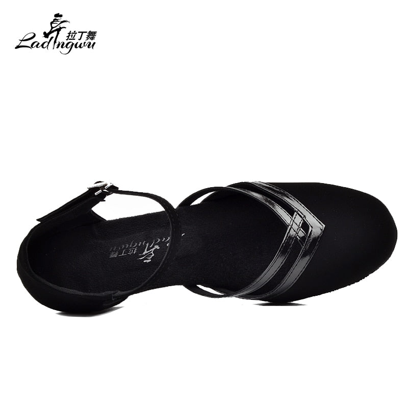 Sally - Flannel Square Heel Latin Dance Shoes Soft Sole 3cm Heel