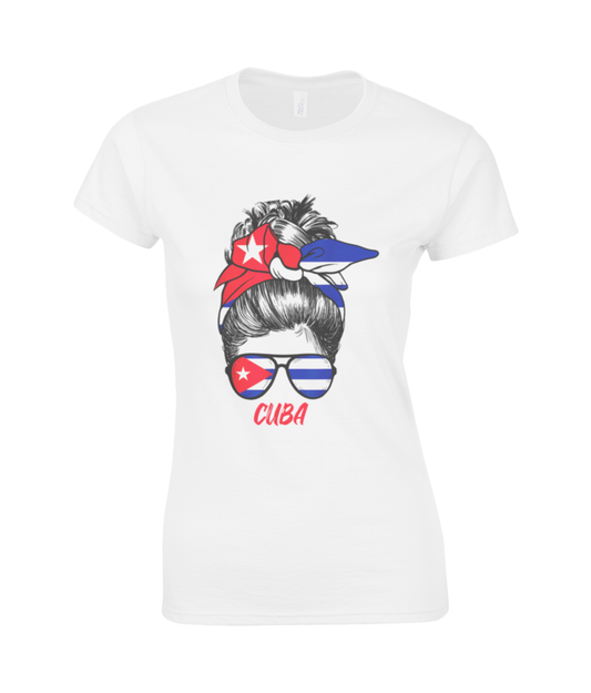 Camiseta con moño desordenado cubano 100 % algodón para mujer